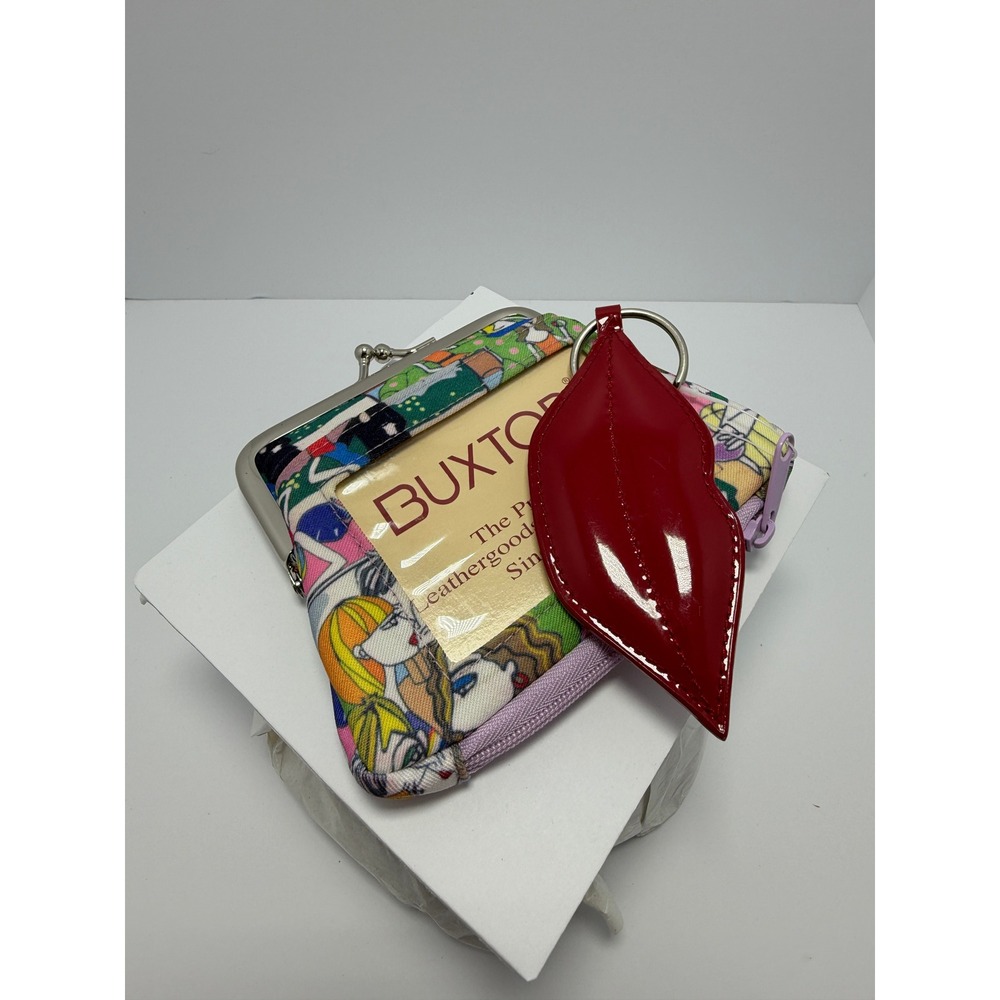 Buxton Coin Purse Wallet Women Pop Art Graphic Multicolor Kiss Lock ID Window